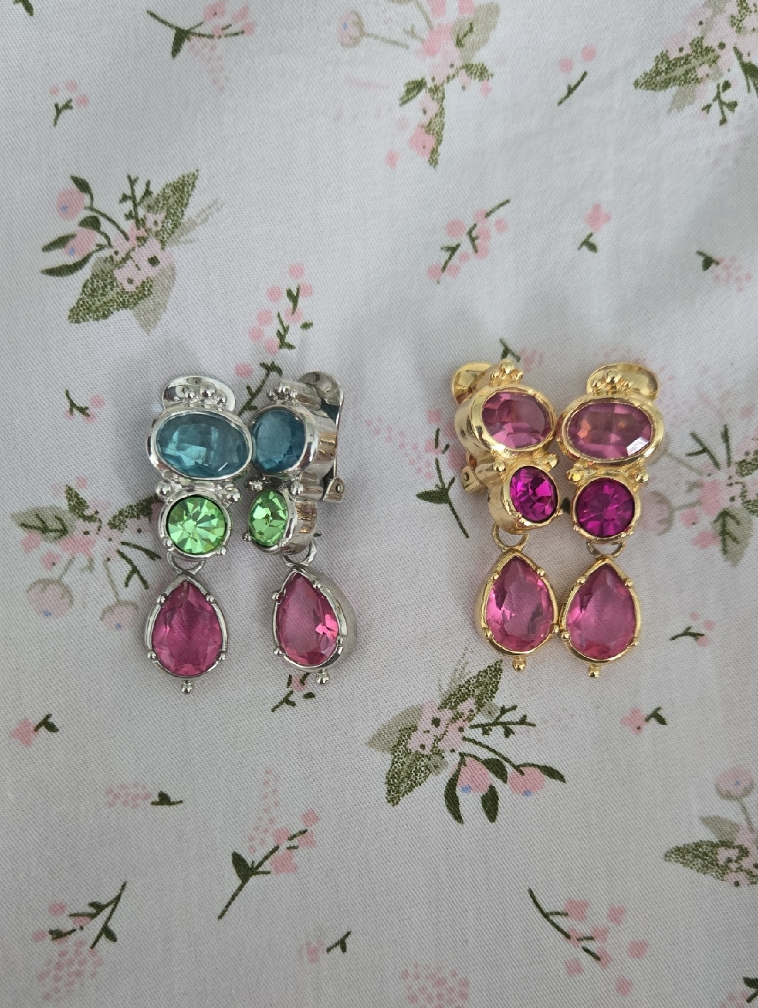 Gold And Silver Multicolor Crystal Drop Earrings - Women's Jewelry